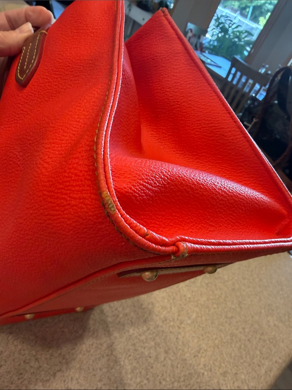 Dooney & Bourke Red Canvas Satchel with Brown Leather Trim - Picture 6 of 14